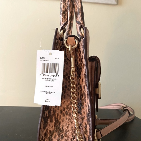 Coach Mini Pepper Satchel, Shell Pink w/ python - Picture 2 of 4